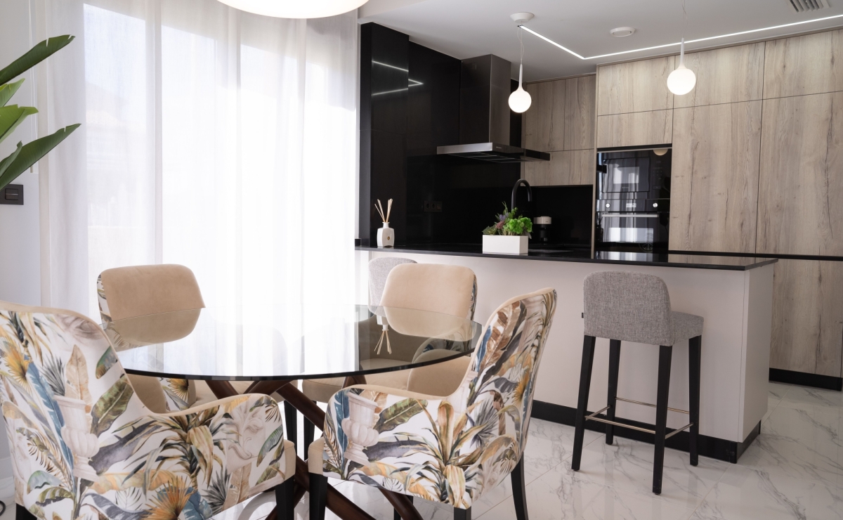 Essen und Küchenansicht