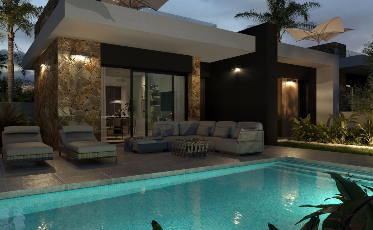 Abendansicht mit Beleuchtung Immobilie Costa Blanca kaufen Abendansicht mit Beleuchtung Immobilie Costa Blanca kaufen