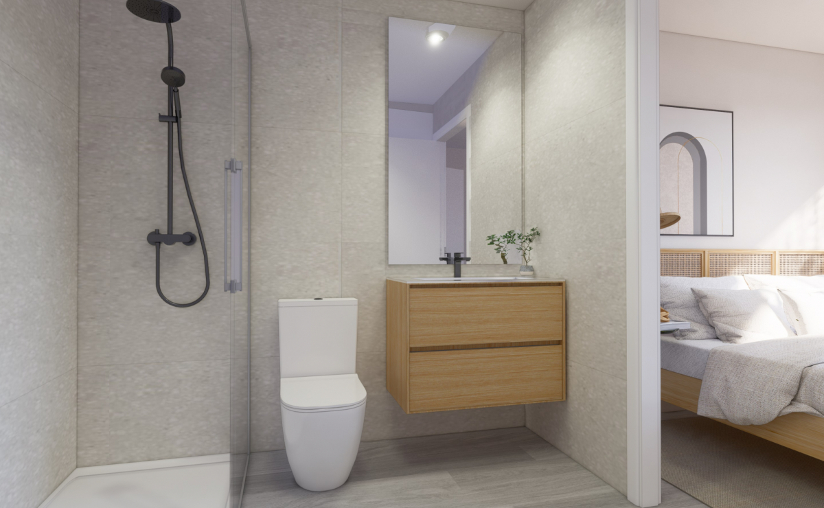 Schlafzimmer mit Bad